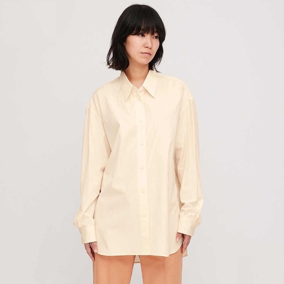 UNIQLO U Oversized Long Sleeve Cotton Shirt in Off White Small S - Picture 2 of 2